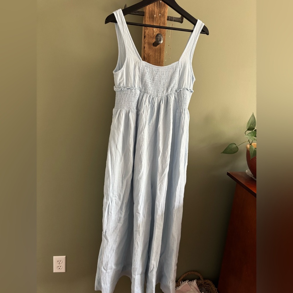 181.) NWOT / SHEIN / Very Wide Leg / Light Blue / Jumpsuit - Picture 4 of 9